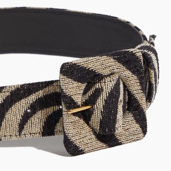 Lizzie Fortunato Agnes Zebra Chenille Belt Black Natural Size XS/S NWT $275 main image 4